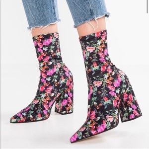 STEVE MADDEN Lombard Floral Pointed Toe Sock Boot
